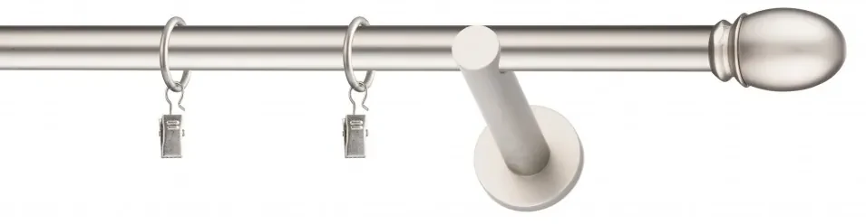 Dekorstudio Chrómová matná jednoradová garniža OVAL 19mm Dĺžka: 200cm, Typ uchytenia: Držiak modern, Typ príslušenstva: Krúžky tiché so štipcami