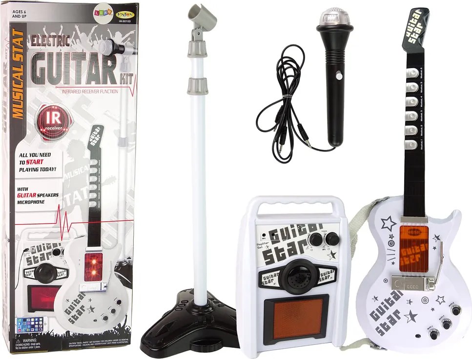 LEAN Toys Elektrická gitara na batérie so súpravou mikrofónov