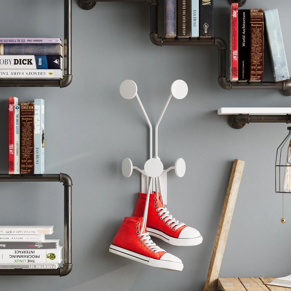 Nástenný kovový háčik Giraffe 24 cm biely