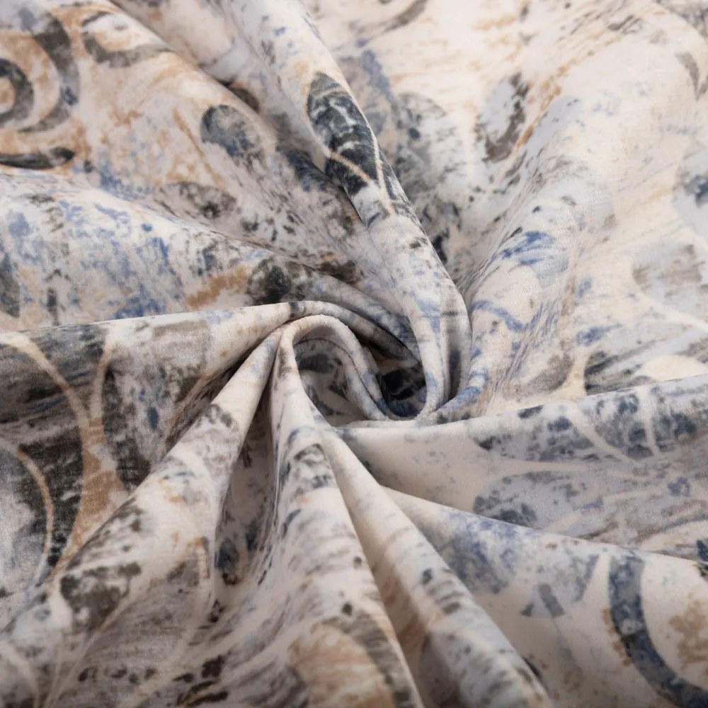 Biante Zamatový behúň na stôl Tamara TMR-057 Modro-zelený zámocký vzor na krémovom 45x180 cm