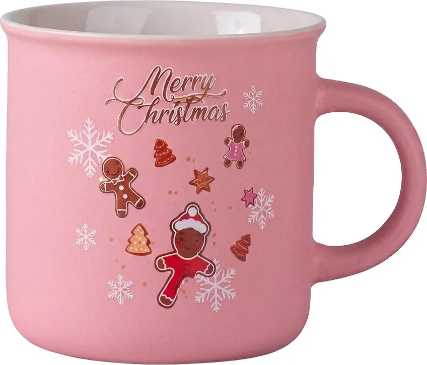 Keramický ružový hrnček Merry Christmas Clayre & Eef - 10 * 9 * 7 cm / 380ml