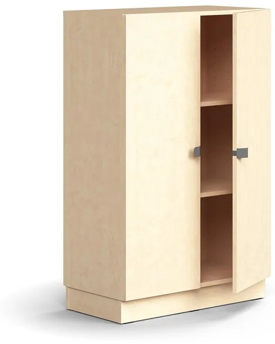 Skriňa QBUS, 2 police, so soklom, s madlom, 1252x800x420 mm, breza