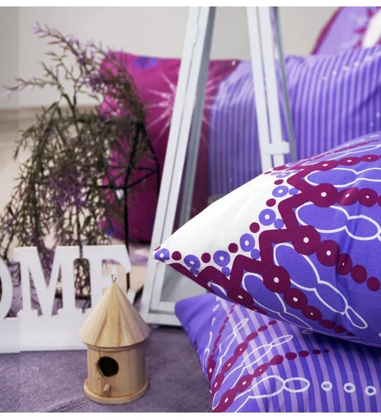 Obliečky bavlnené Tilia fialové EMI, Štandardný set jednolôžko obsahuje 1x 140x200 + 1x 70x90