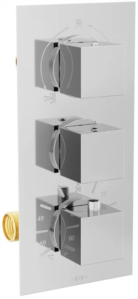 Podomietková termostatická batéria MEXEN CUBE - chróm - 3 výstupy, 77503-00