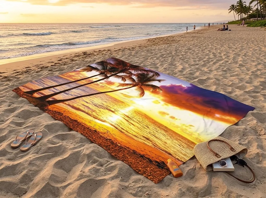 Rýchloschnúca XXL plážová osuška SUNDARA farebná 150 x 210 cm, 100% mikrovlákno