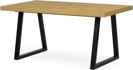 Jedálenský stôl 160x90 cm, rozkladací HT-R5624 OAK dub / čierne nohy