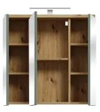 Nástenná kúpeľňová skrinka so zrkadlom VENOM zelená/dub artisan