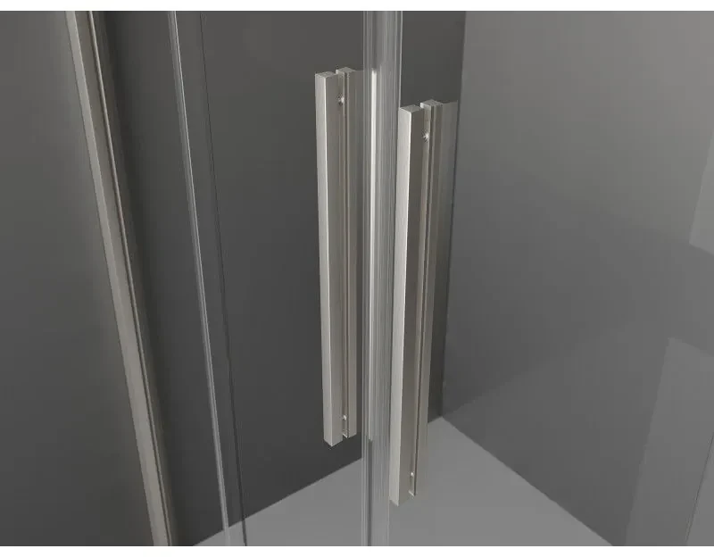 Mexen Velar Duo, posuvné sprchové dvere do otvoru 140 cm, 8mm číre sklo, brúsená oceľ, 871-140-000-02-97