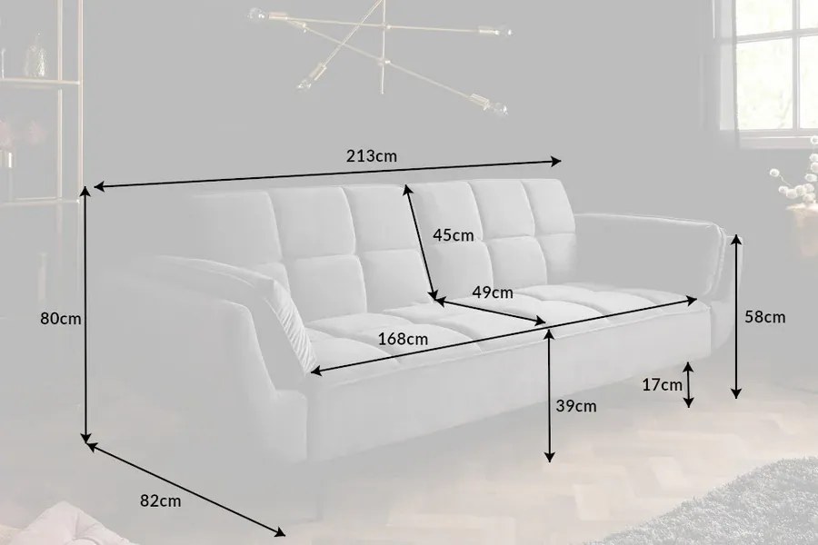 Rozkladacia pohovka BOUTIQUE 215 cm zamatová sivá