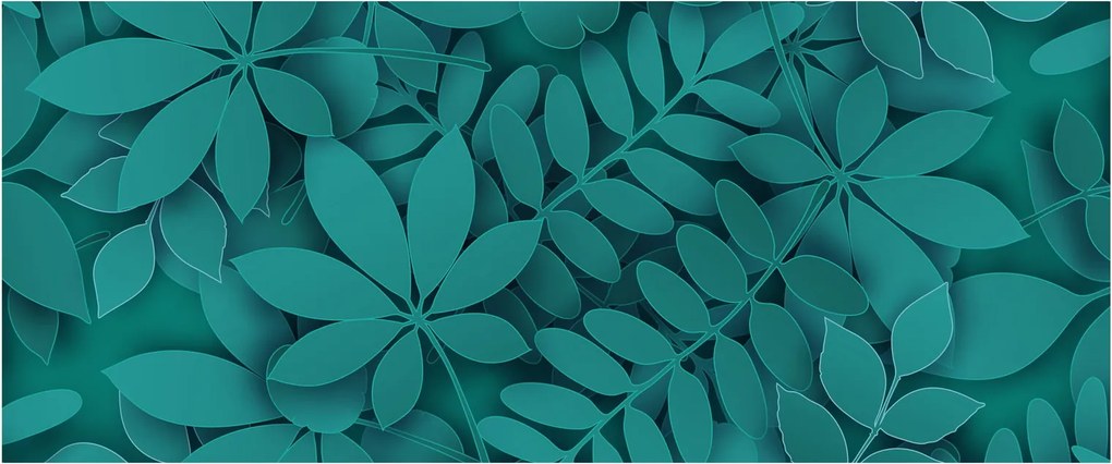 Obraz - Tyrkysové listy (120x50 cm)