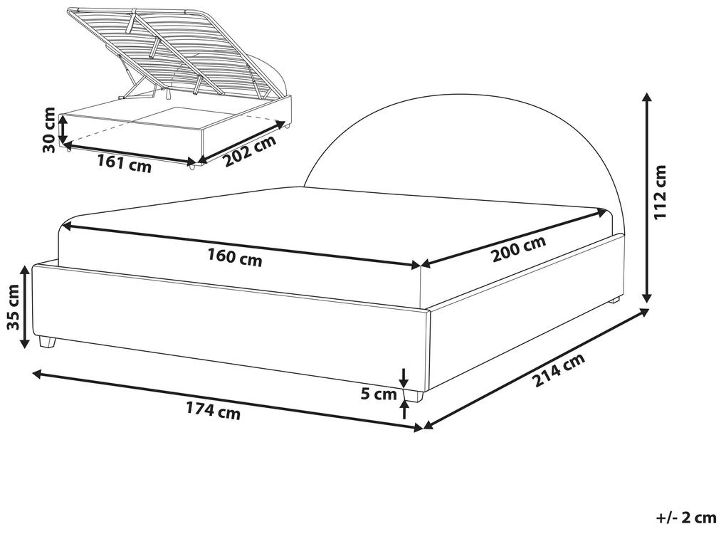 Buklé posteľ s úložným priestorom 160 x 200 cm olivovozelená VAUCLUSE Beliani