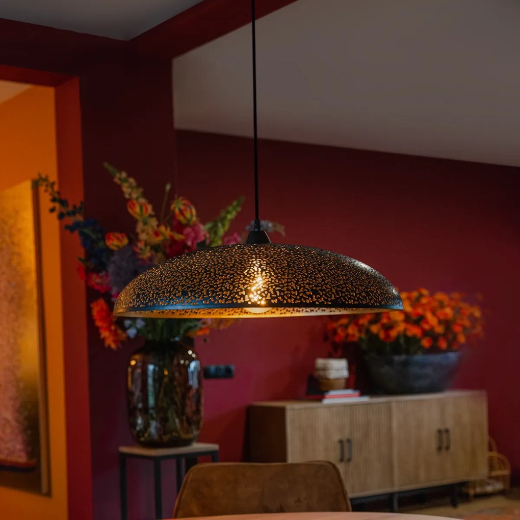 Orientálne závesné svietidlo čierne so zlatom 60 cm - Japke