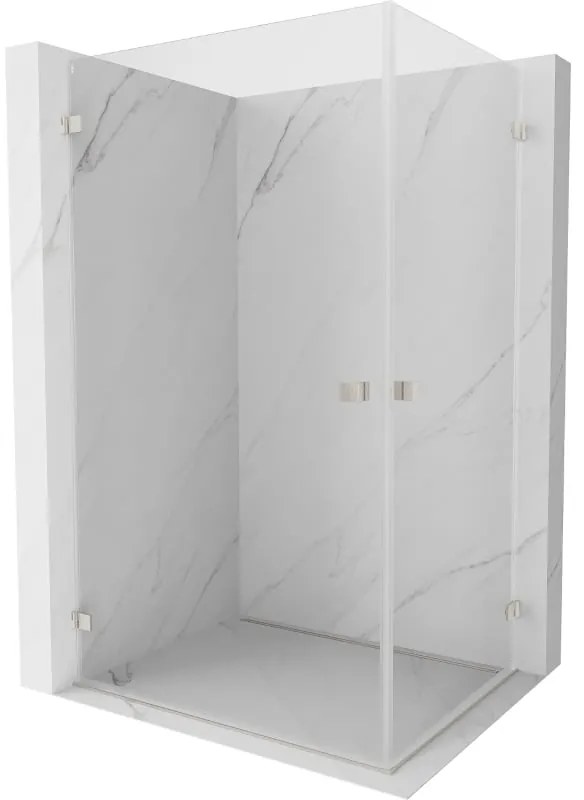 Mexen Lunar-B Duo výklopný sprchový kút 100 x 80 cm, číre sklo, brúsená oceľ, 832-100L-080P-97-00