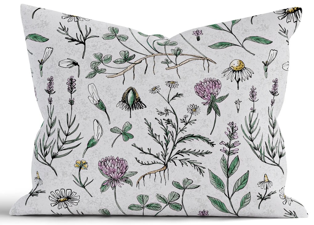 Bavlnená obliečka na vankúš Renforcé 70 × 90 cm - Herbár sivý