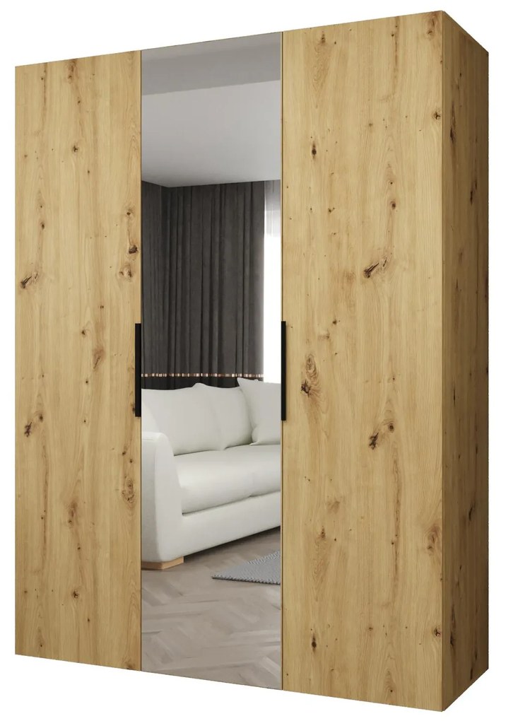 Šatníková skriňa 150 cm Mirabella 2 (dub artisan + čierna). Akcia -19%. Vlastná spoľahlivá doprava až k Vám domov. 1126402