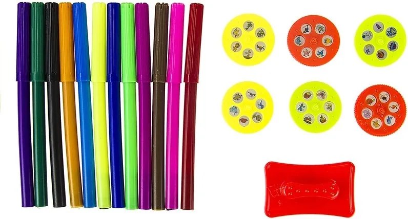 LEAN Toys Detský projektor na kreslenie raketa 36 obrázkov kreatívna sada