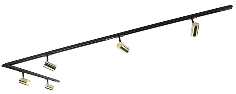 Inteligentný koľajnicový systém čierny so zlatom 1-fázový 5-svetlo vrátane Wifi GU10 - Jeana