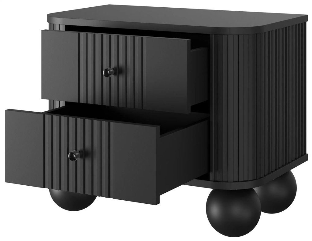 Nočné stolíky Vespera 56 cm - 2 ks - čierna / čierne nohy