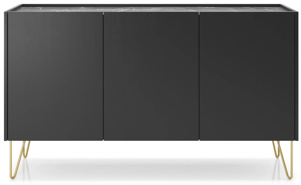 Komoda Harmony Va 144 cm černá/černý mramor
