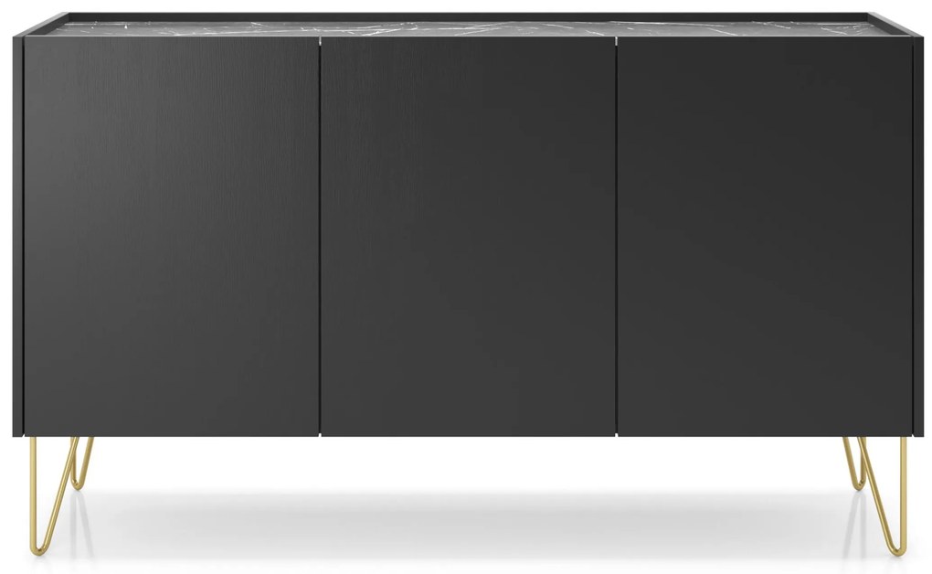 Komoda Harmony Va 144 cm čierna/čierny mramor