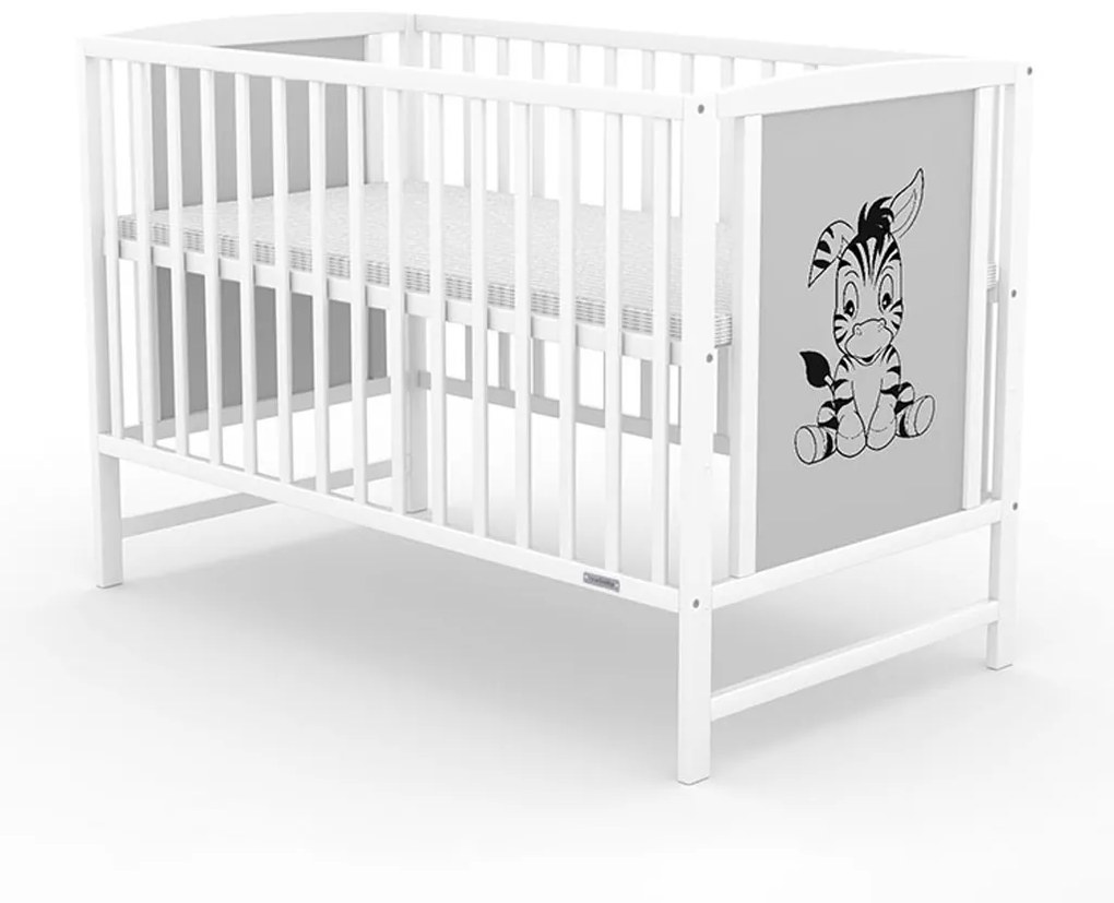 Detská postieľka New Baby BEA Zebra bielo-sivá