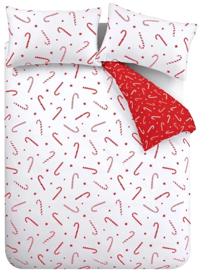 Červené/biele obliečky na jednolôžko 135x200 cm Candy Cane – Catherine Lansfield