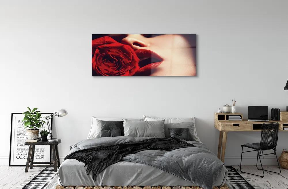Obraz plexi Rose žena v ústach 120x60 cm