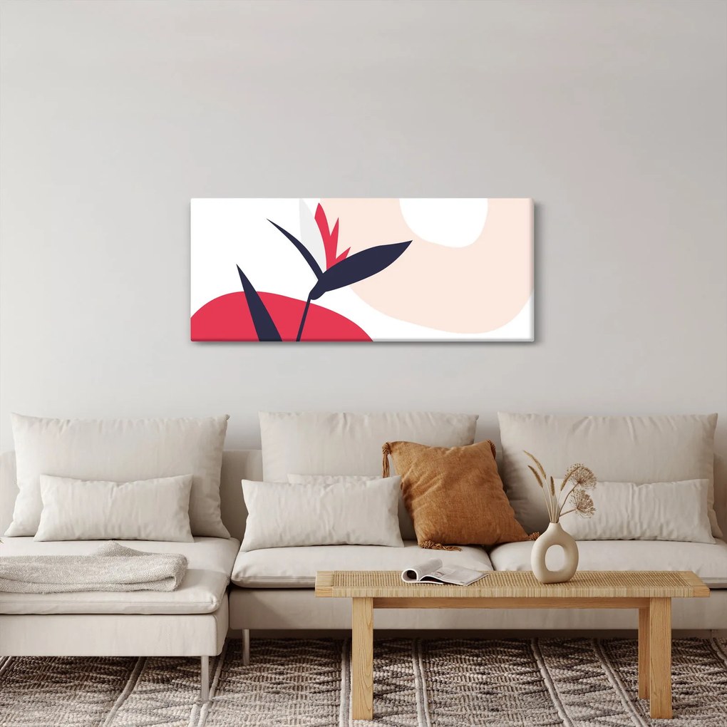 Obraz - Ružová florálna abstrakcia N⁰1 (120x50 cm)