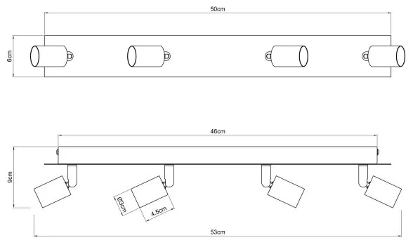 Globo 57998-4B - Bodové svietidlo DREW 4xGU10/35W/230V čierna/mosadz