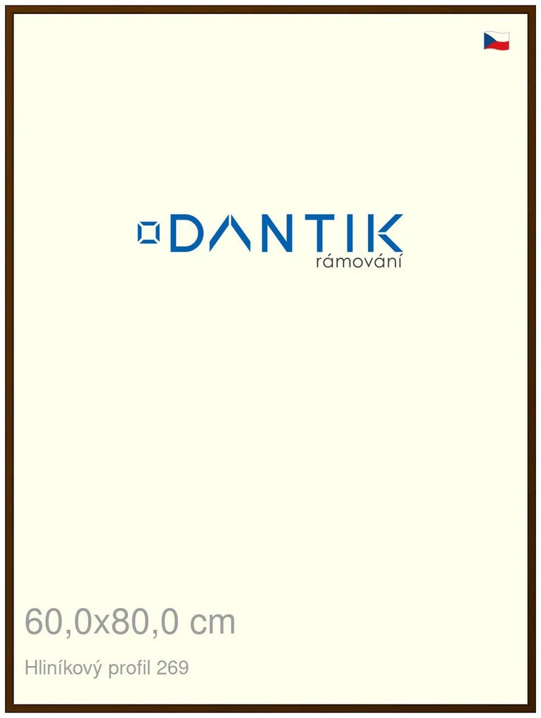 DANTIK rám na obraz 60x80 | ALU Hnědá umbra broušená (Plexi Čiré)