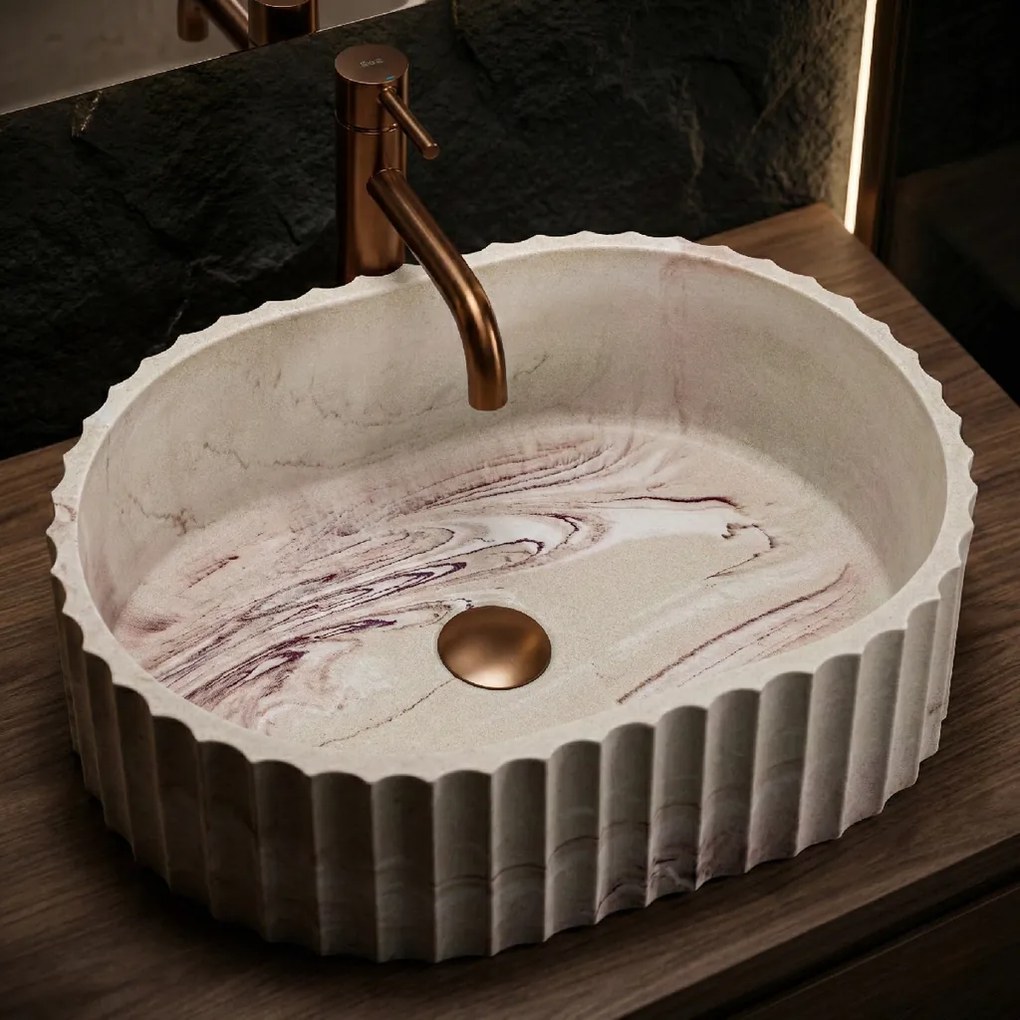 Rea Margaret Gio, umývadlo na dosku 495×355×155 mm, béžová – imitácia kameňa, REA-U3522