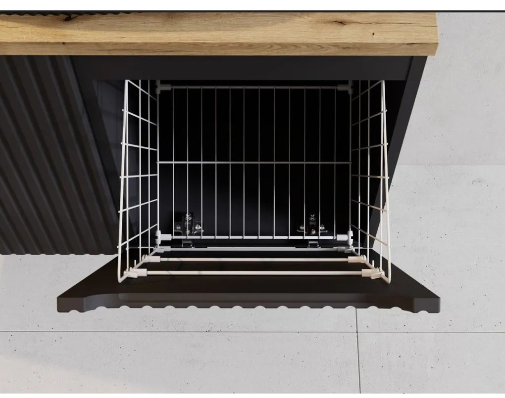 Závesná kúpeľňová skrinka Nova Black s košom na bielizeň 81-40-1D čierna