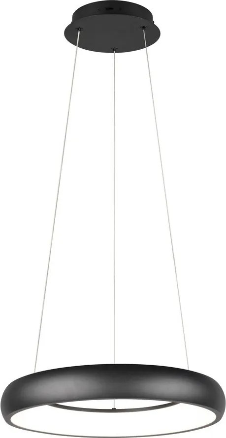 Matne čierne LED stmievateľné závesné svietidlo s kovovým tienidlom ø 46 cm Cardona – Trio