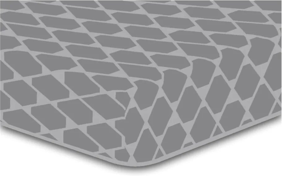 Sivá elastická plachta so vzorom DecoKing Rhombuses, 90 × 200 cm