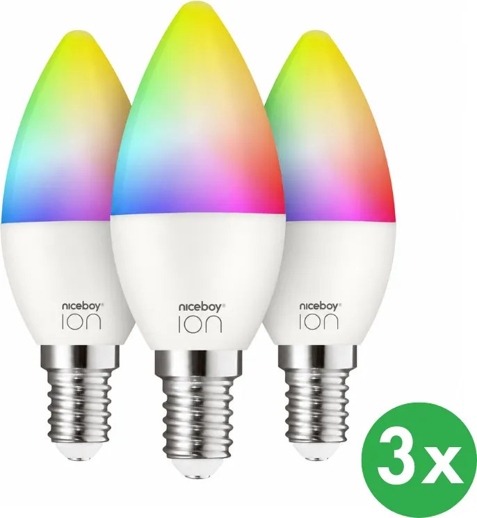 Žiarovky Niceboy ION SmartBulb RGB, 6 W, E14, 3 ks