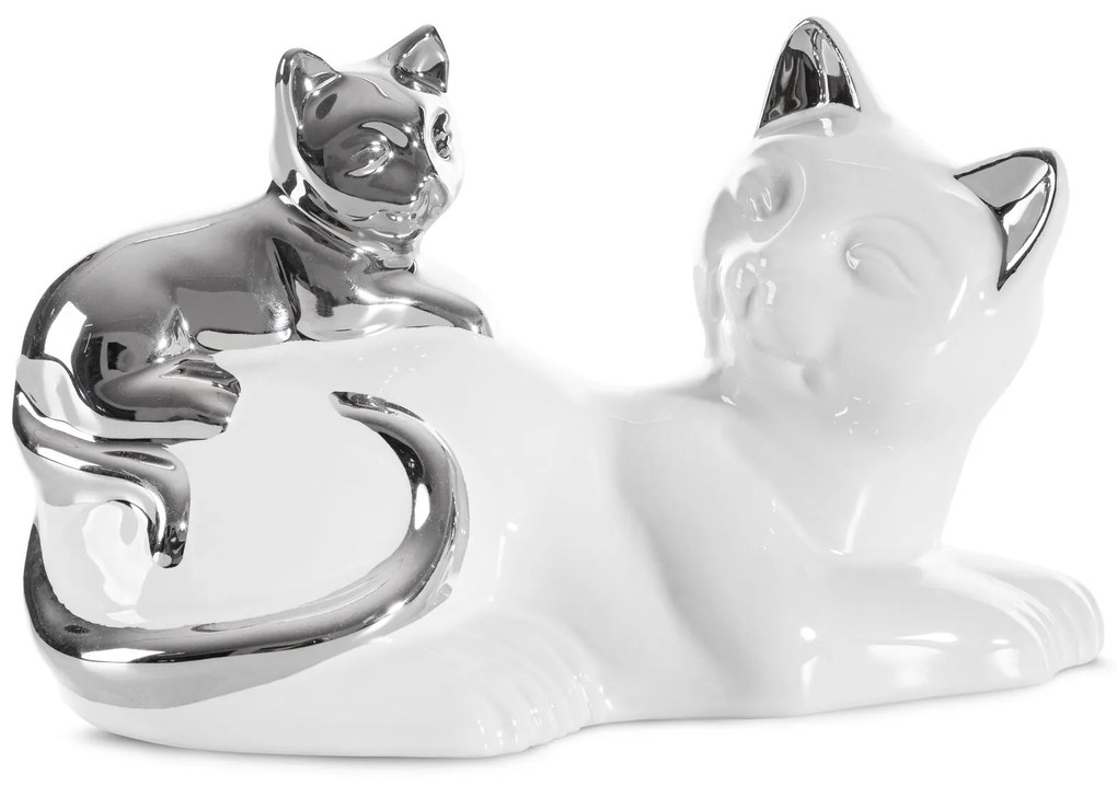 DEKORAČNÁ SOŠKA CAT 20X11X12 CM BIELA
