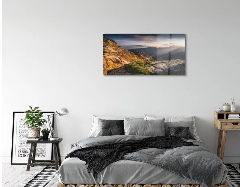 Sklenený obraz Mountain Sunrise 100x50 cm