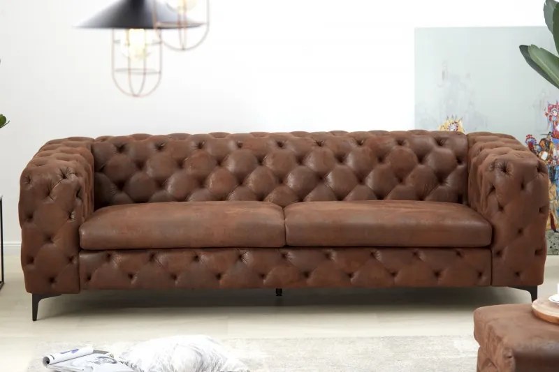 (2813) MODERNO TEMPO Chesterfield pohovka antik hnedá, 240 cm