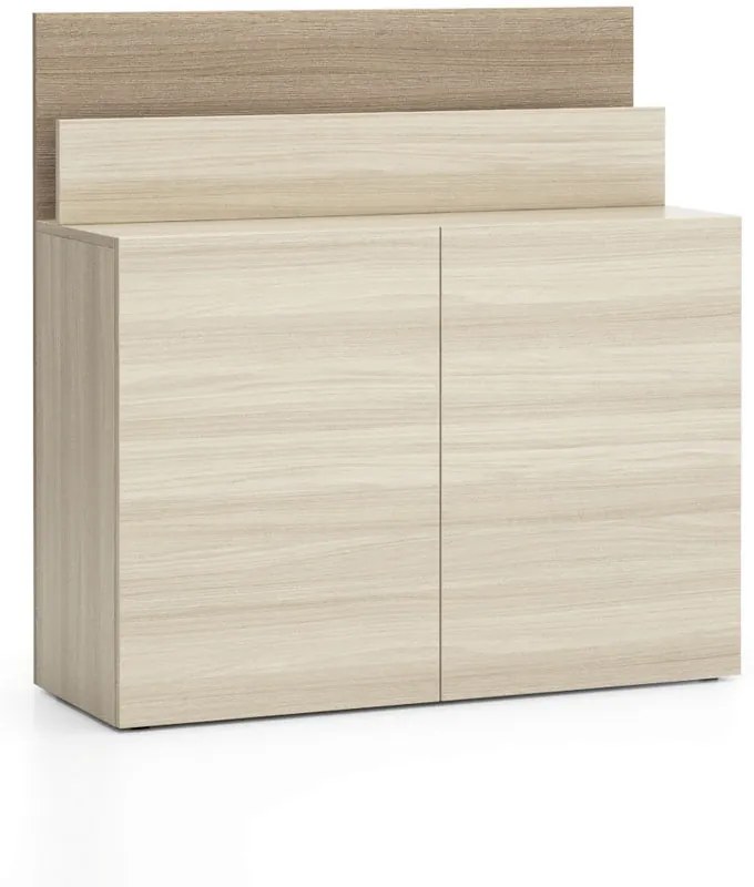 Kancelárska prístavná skrinka k stolu LAYERS, krátka, dub prírodný / dub morený