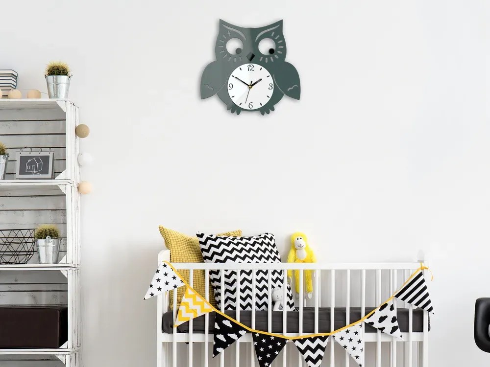 Nástenné hodiny Owl sivé