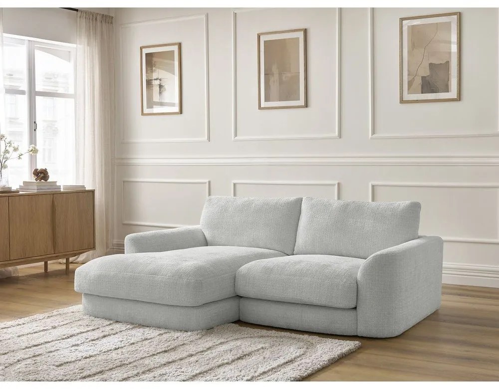 Svetlosivá ženilková rohová pohovka (ľavý roh/s leňoškou) Leonore – Bobochic Paris