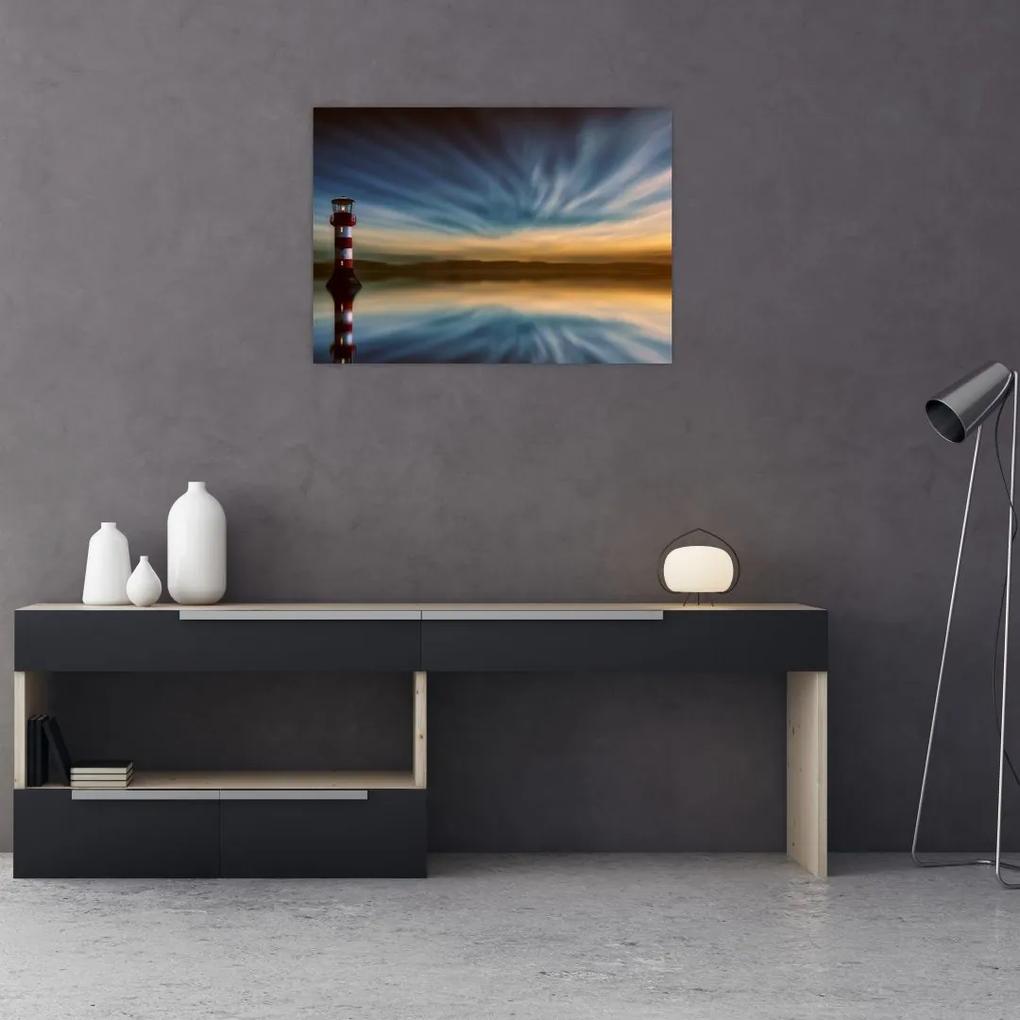 Sklenený obraz majáku v mori (70x50 cm)