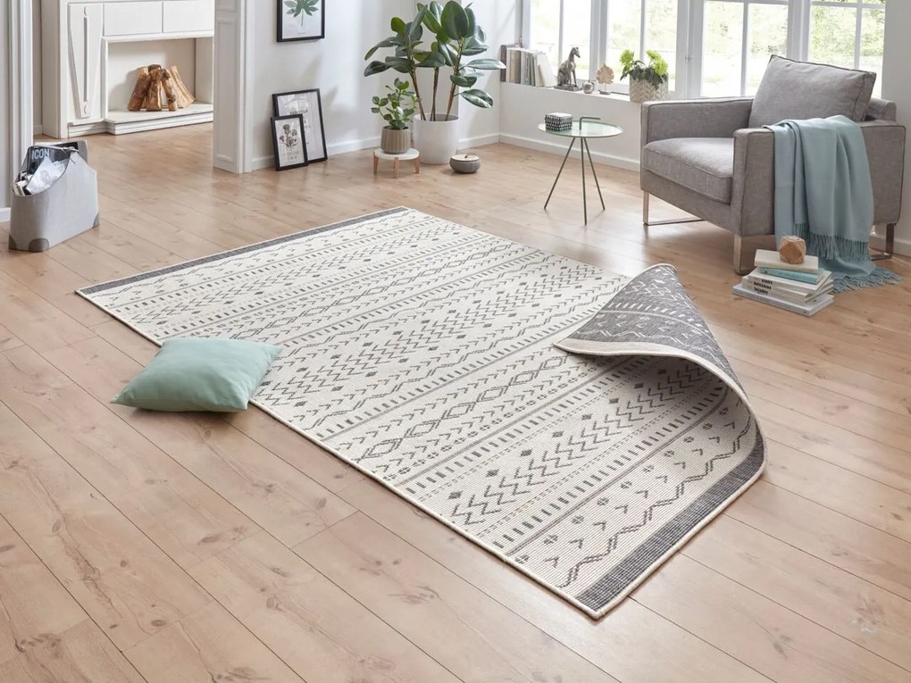 NORTHRUGS - Hanse Home koberce Kusový koberec Twin Supreme 103437 Kuba grey creme – na von aj na doma - 80x350 cm