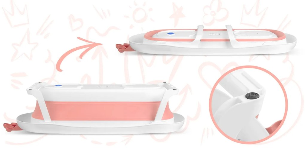 Ricokids Vanička pre novorodencov s teplomerom RK-280 bielo-ružová