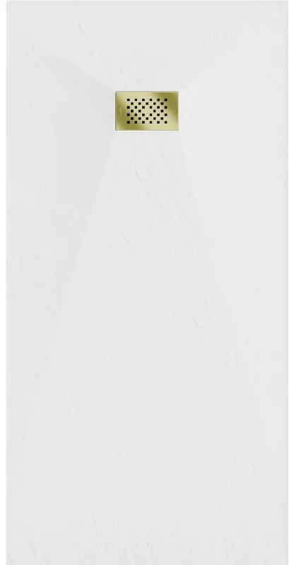 Mexen Hugo, obdĺžniková sprchová vanička SMC 170 x 90 cm, biela, zlatá krytka, 42109017-G