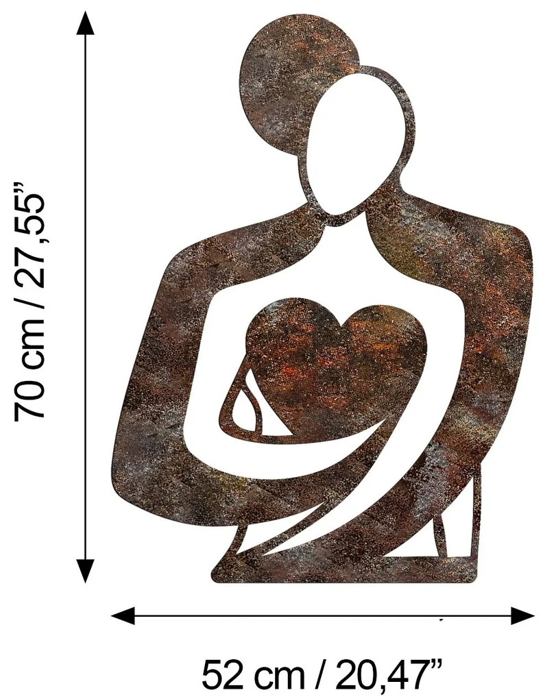 Nástenná kovová dekorácia Rusty Hug viacfarebná