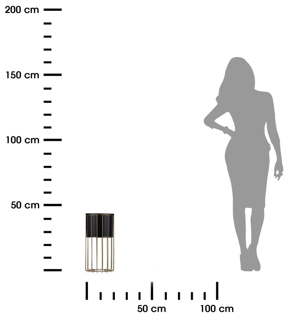 KOVOVÝ KVETINÁČ SO STOJANOM GLAM 42X20 CM ČIERNA/ZLATÁ