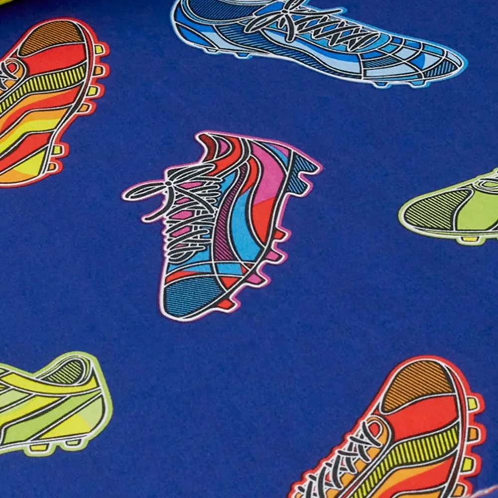 Modrá napínacia detská plachta na dvojlôžko 135x190 cm Bright Football – Catherine Lansfield