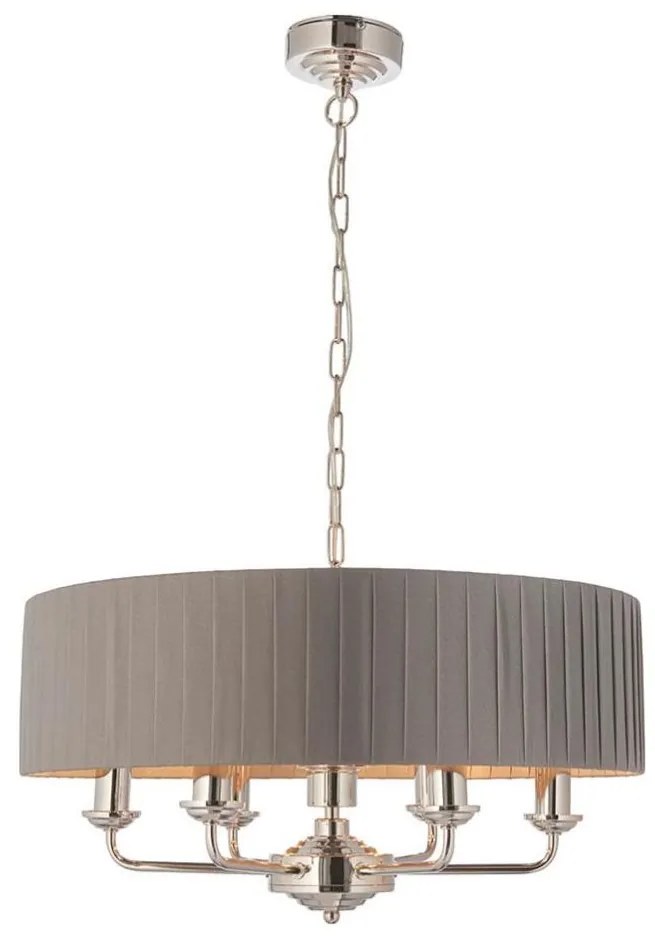 Endon 94397 - Luster na reťazi HIGHCLERE 6xE14/40W/230V šedá/lesklý chróm