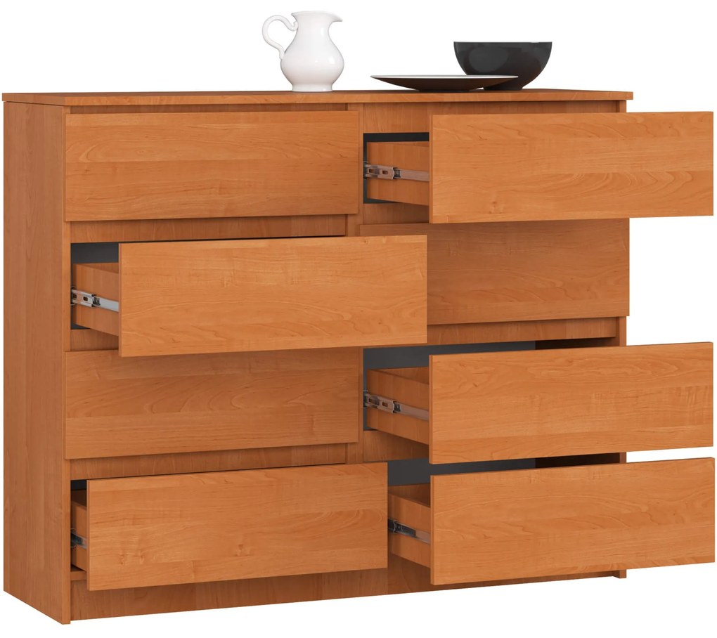 Komoda Kuba 120 cm 8 zásuviek jelša
